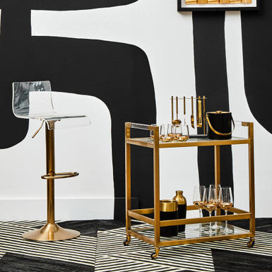 Baina Clear Acrylic Seat Bar Stool With Gold Base