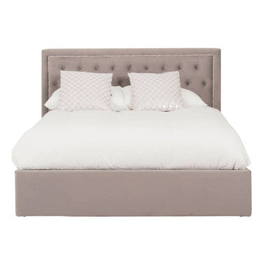 Hannah Grey Velvet Ottoman King Bed