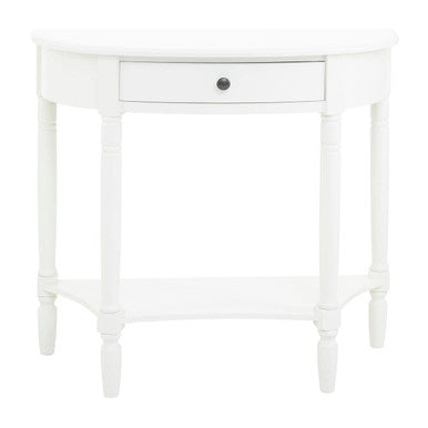 Heritage White Wooden Half Moon 1 Drawer Console Table with Lower Shelf