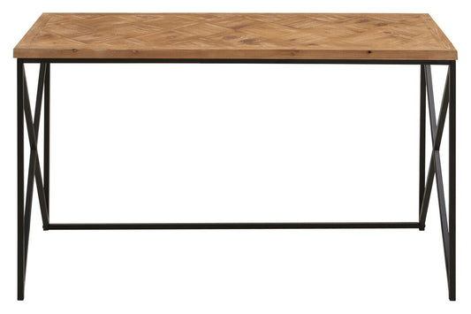 Natural Fir Wood Top Console Table with Black Metal Legs, Kickford