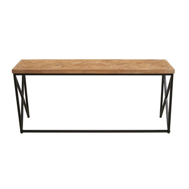 Natural Fir Wood Coffee Table with Black Metal Legs, Kickford