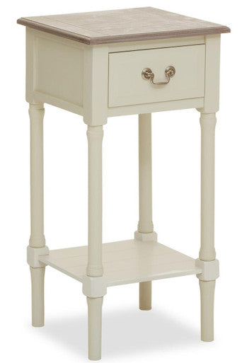 Heritage Ivory Wooden 1 Drawer Side Table with Lower Shelf
