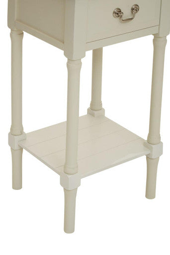 Heritage Ivory Wooden 1 Drawer Side Table with Lower Shelf