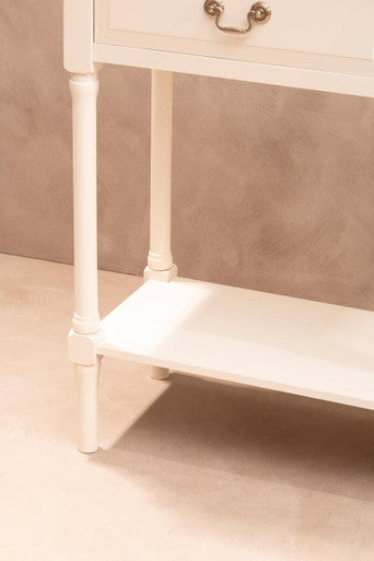 Heritage Ivory and Natural Wooden 2 Drawer Console Table with Lower Shelf