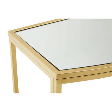Farran Champagne Gold Finish Console Table with Mirrored Top