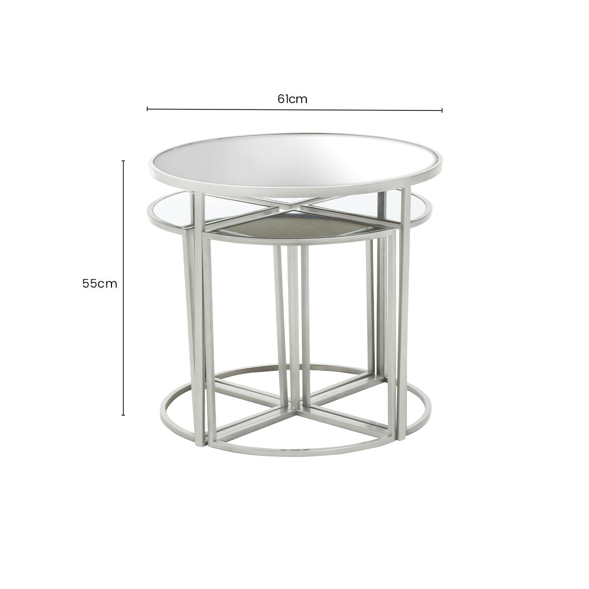 Farran Silver Finish Set of 5 Nesting Tables