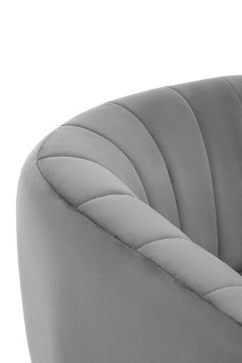 Larissa Grey Velvet Channel Tufted Chair