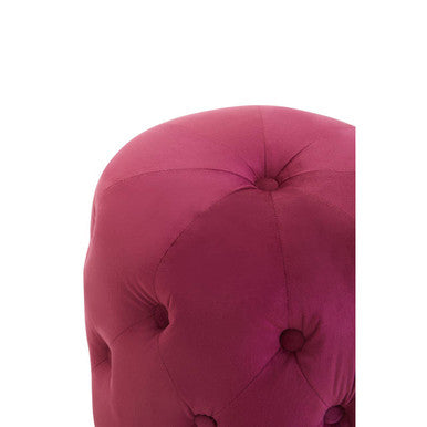 Loretta Wine Velvet Button Tufted Stool