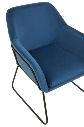 Xander Midnight Blue Velvet and Black Frame Accent Chair