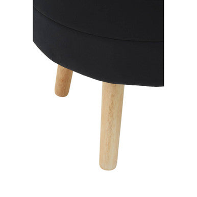 Ivy Black Velvet Round Storage Stool