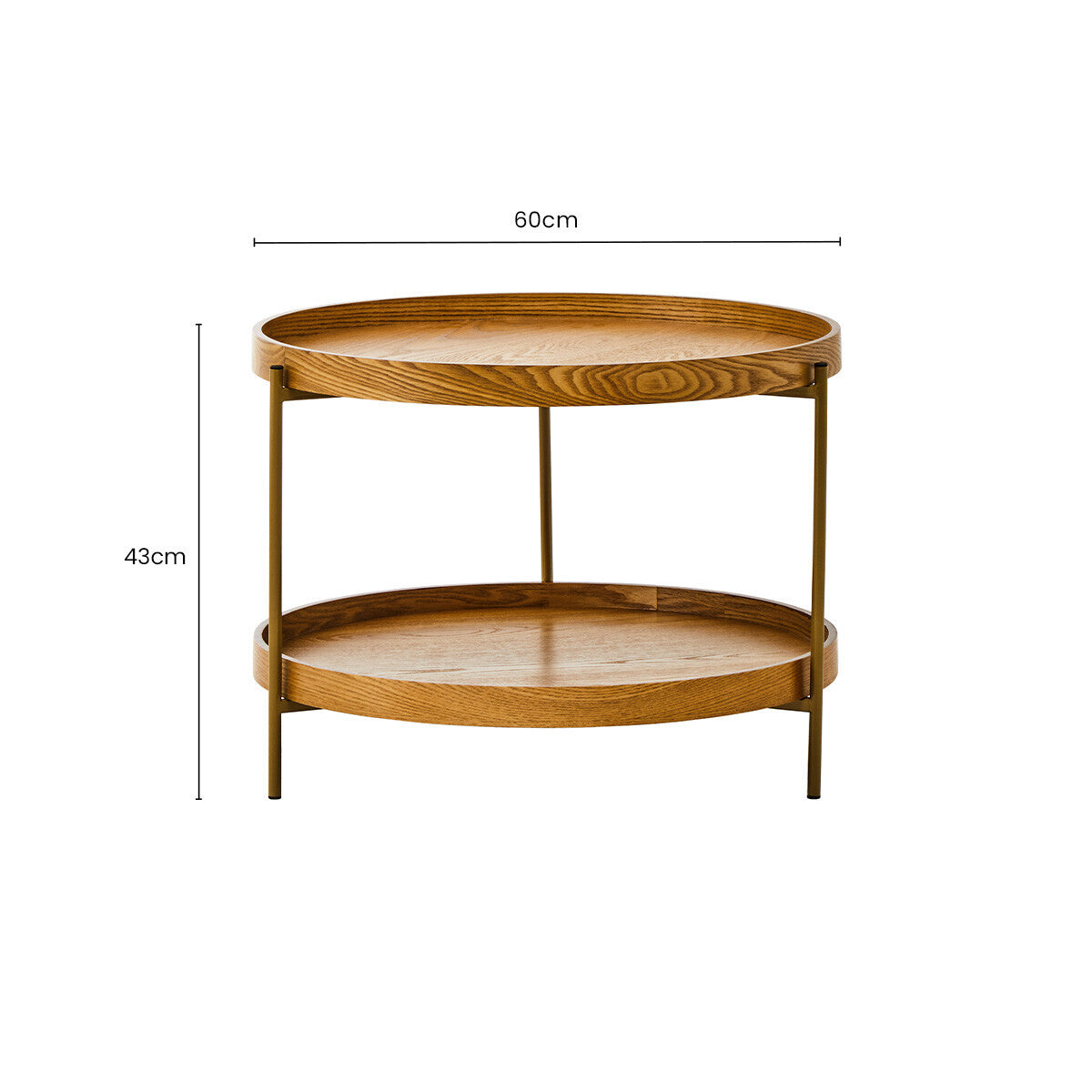 Viborg Natural Wood Veneer 2 Tier Side Table