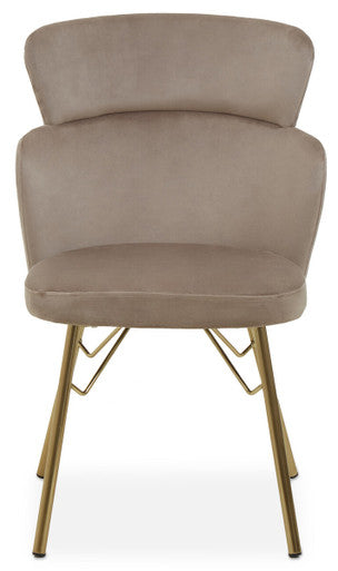 Veneto Mink Velvet Chair with Brushed Gold Finish Legs