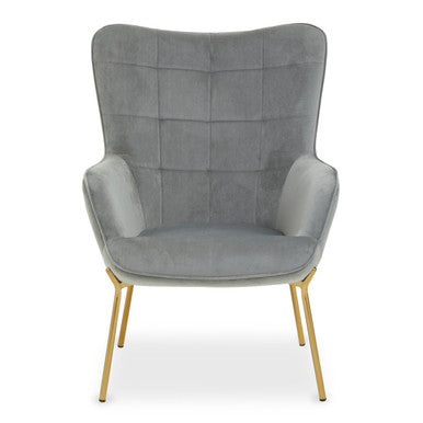 Stockholm Grey Velvet Tufted Chair
