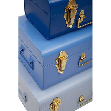 Set of Three Assorted Blue Storage Trunks | Parley