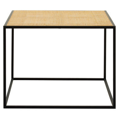 Natural Rattan Top and Black Metal Coffee Table, Depok