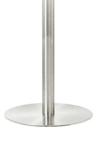 Clear Glass Round Dining Table with Silver Finish Metal Base, Metropolitan