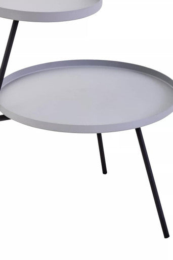 Grey Iron Tray Top and Black Iron Legs 2 Shelf Side Table, Trosa