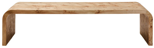 Natural Burl Wood Curved Coffee Table with Smooth Curved Edges, Mota