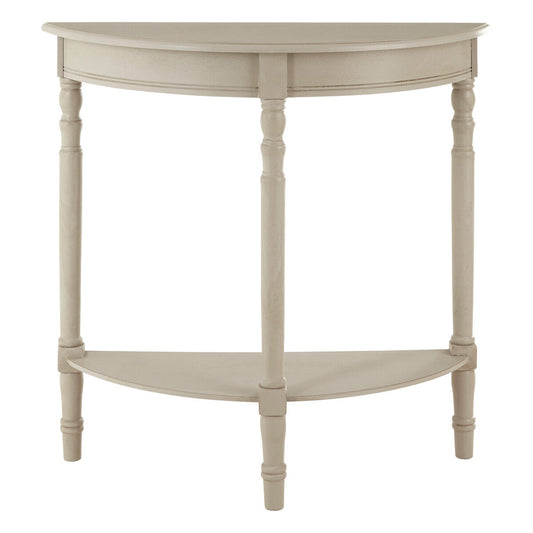 Grey Half Moon Pine Wood Console Table with 1 Lower Storage Shelf, Heritage