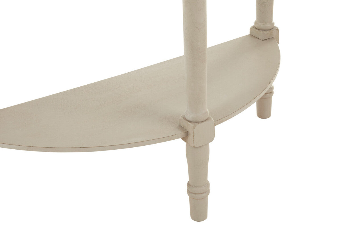 Grey Half Moon Pine Wood Console Table with 1 Lower Storage Shelf, Heritage