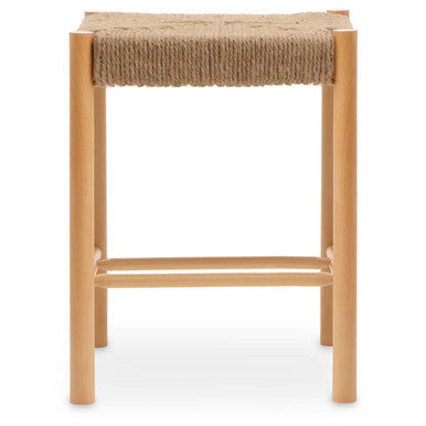 Bandar Natural Rope Woven Stool with Wooden Legs