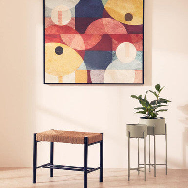 Bandar Natural Rope And Black Wood Small Bench