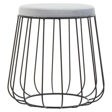 Grey Velvet Stool with Black Frame | Hayes