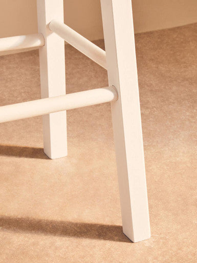 Chester White and Natural Tropical Hevea Wood Kitchen or Bar Stool