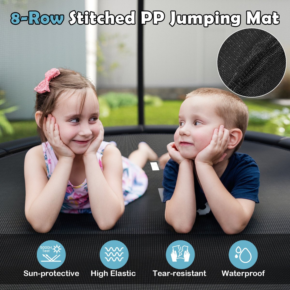 244 cm Trampoline with Safety Enclosure Net and Ladder-Black