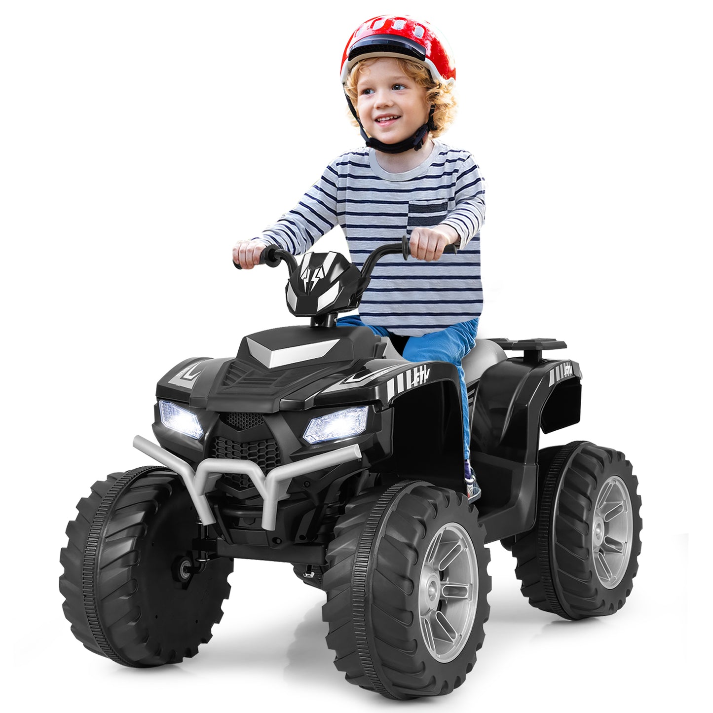 24V Ride-On ATV Toy Car with LED Lights and Wireless Connection-Purple