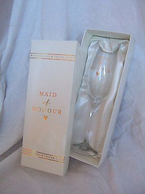 "Maid of Honour" Keepsake Sentimental Novelty Wine Glass in Presentation Box
