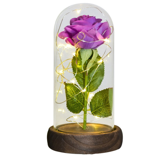 520 Valentine's Day Gift Eternal Life Emulational Rose Flower Glass Cover DIY