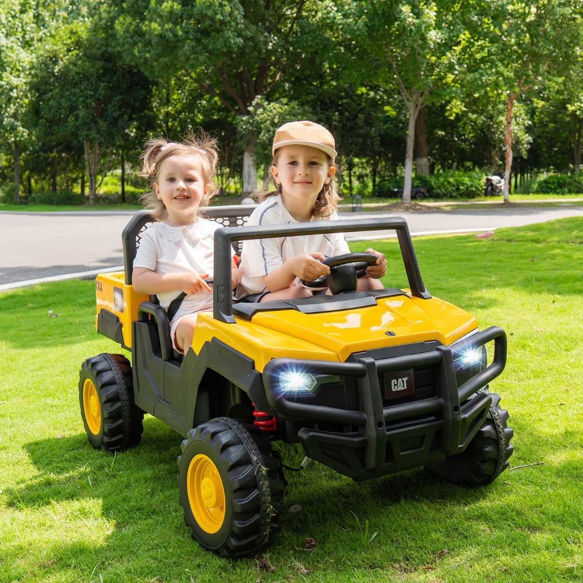 24V Ride On Dump Truck with Remote Control and Music-Yellow