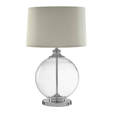 Small Round Glass Table Lamp Ivory Silk Shade | Edna