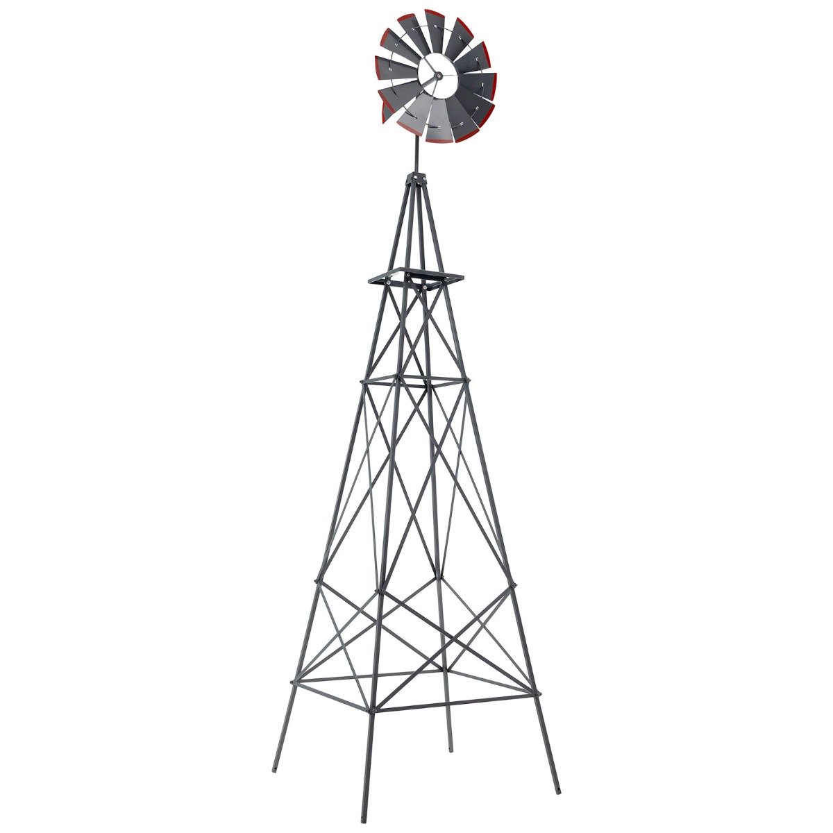 253 cm Ornamental Windmill Metal Wind Mill with Ground Stakes-Green