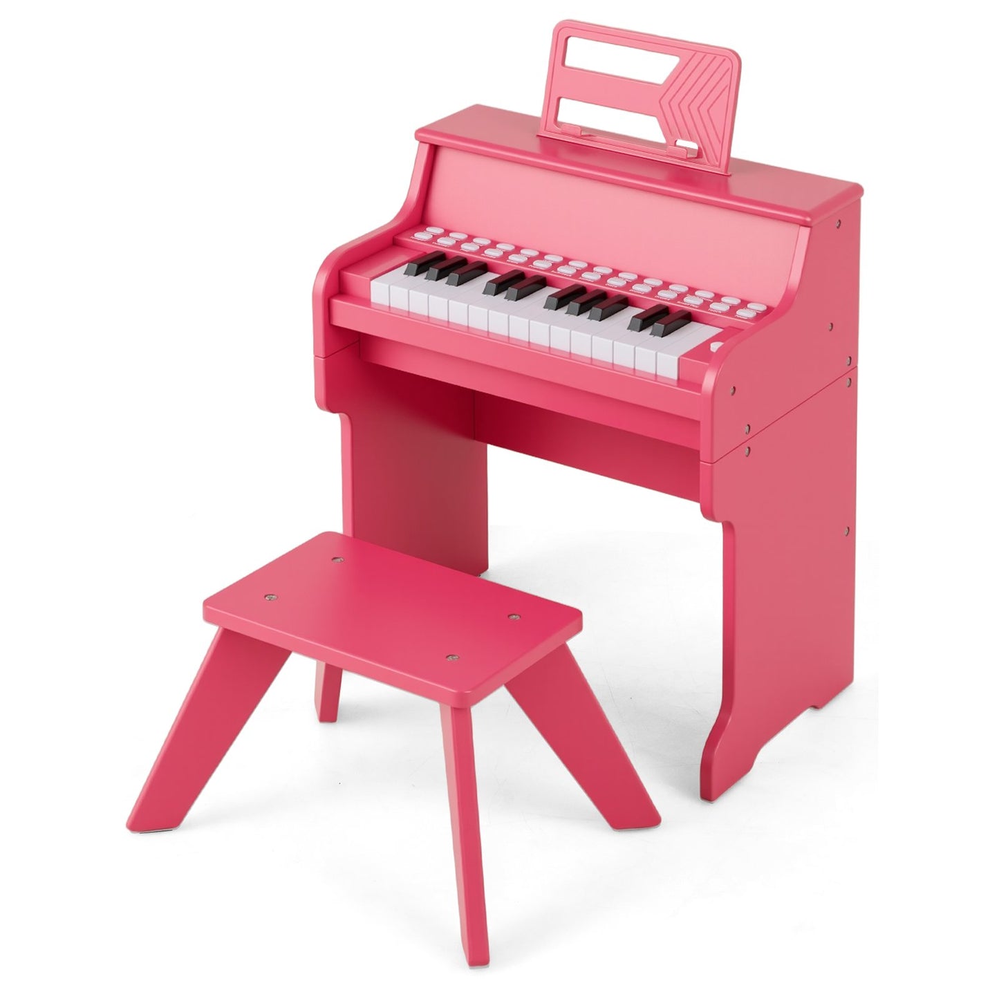 25 Lighted Keys Kids Piano Keyboard with Stool and Adjustable Speed-Black