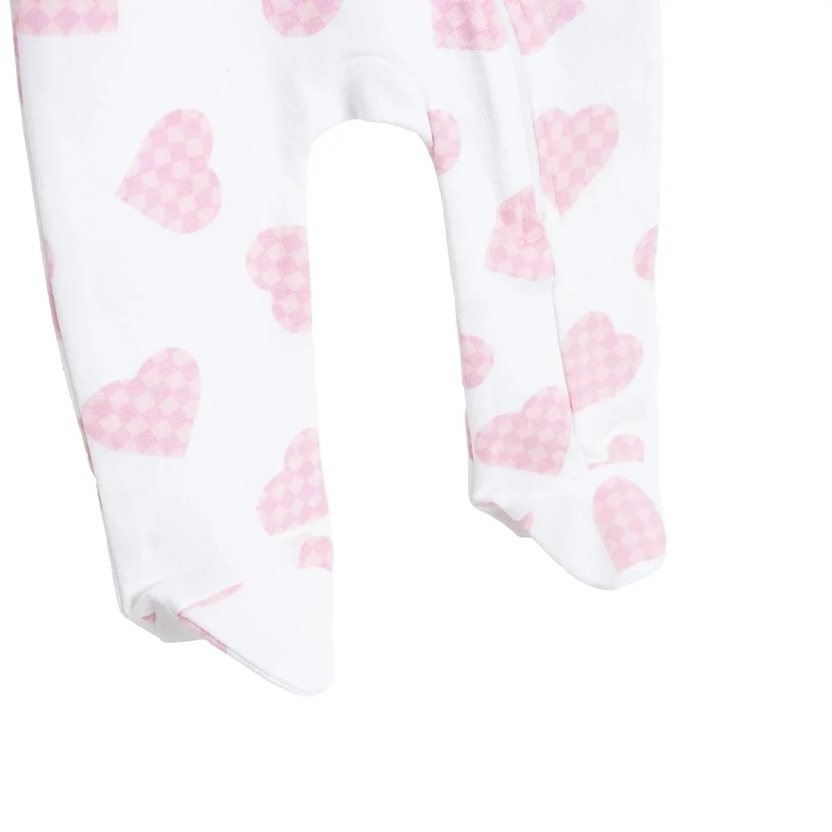 HelloBaby Girls Footed Sleepsuit Heart Print Zip Fastening Crew Neck Full Length Long Sleeve - Ecru Printed