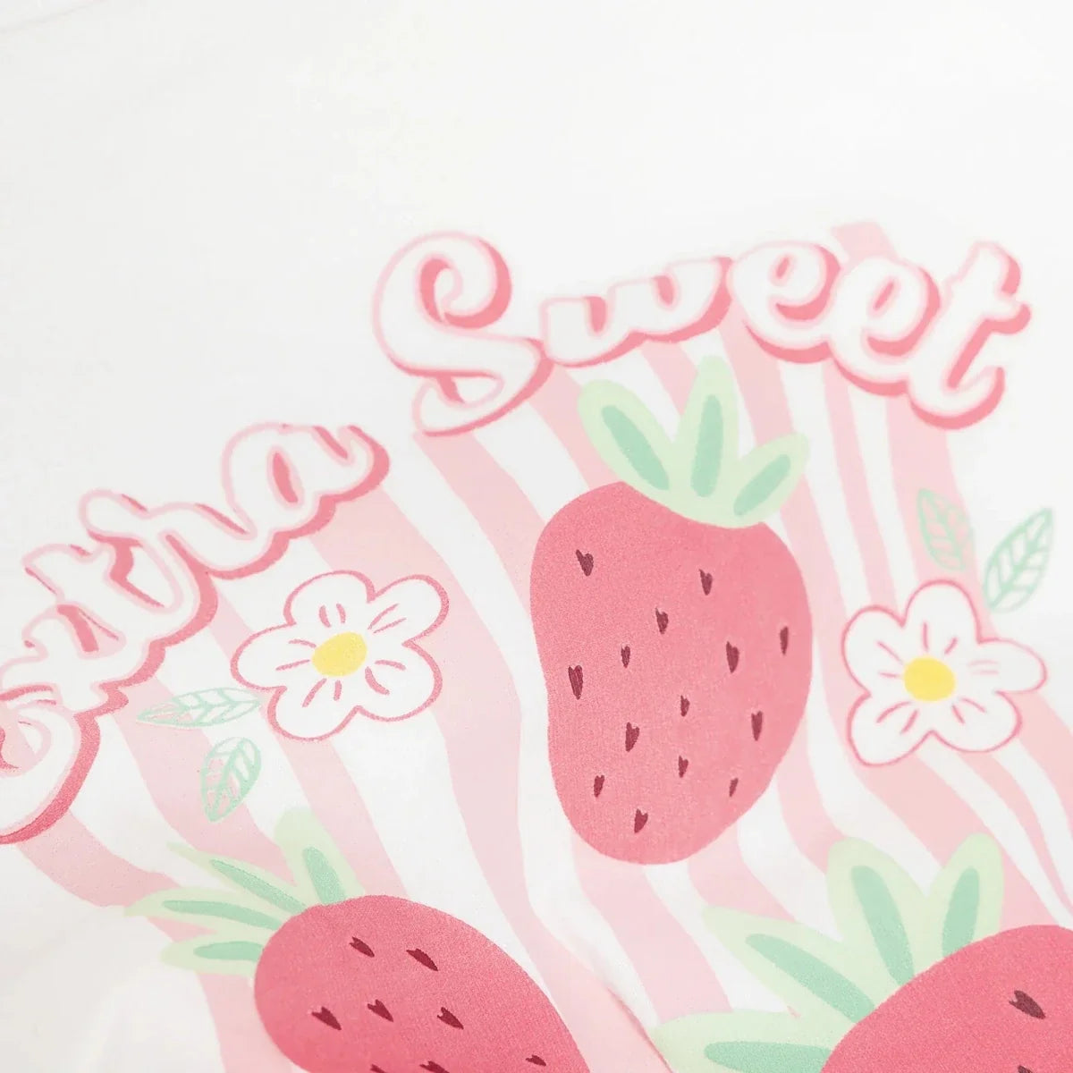 HelloBaby Girls T-shirt Strawberry Print Crew Neck Short Sleeve - Ecru