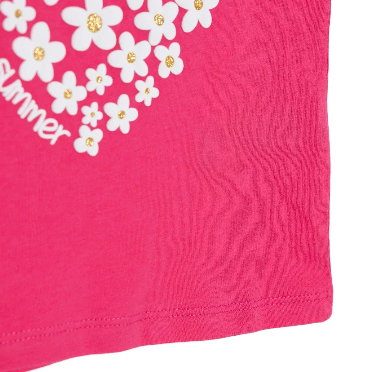 HelloBaby Girls T-shirt Heart Print Crew Neck Short Sleeve - Pink
