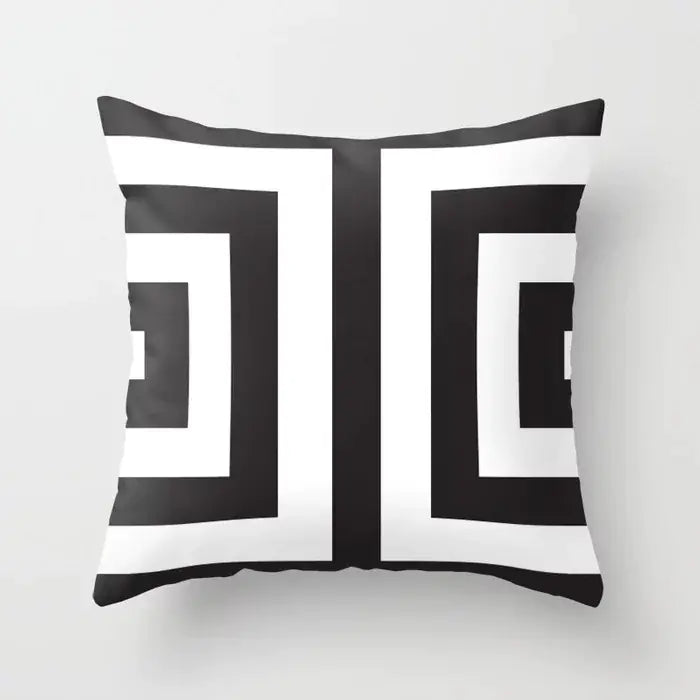 Yellow & Black Geometric Cushion Cover – Modern Abstract