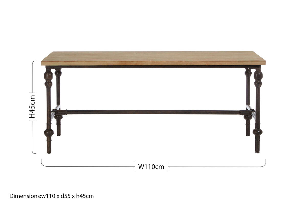 Natural Rectangular Coffee Table with Distressed Fir Wood Top | Tribeca