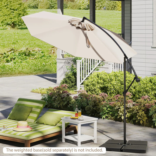 295 cm Patio Offset Umbrella with Easy Tilt Adjustment and Crossed Base-Beige