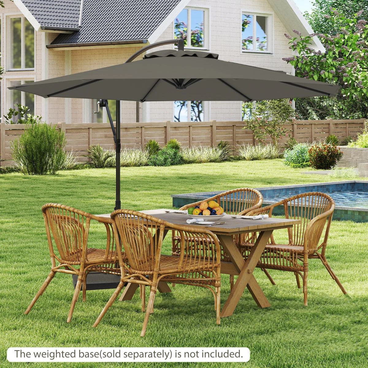 295 cm Patio Offset Umbrella with Easy Tilt Adjustment and Crossed Base-Beige
