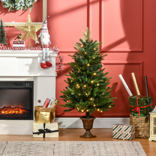 1.2m 4ft Christmas Tree Entrance 750 Tips Pre-lit Tree 80 LED with Vase Base