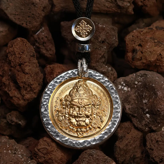 10-Sided gold Yellow Jambhala 999 Gold-Gilded Pendant