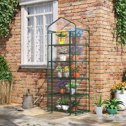 5 Tier Greenhouse OutdoorPortable Shed Metal Frame Transparent 69x49x193cm