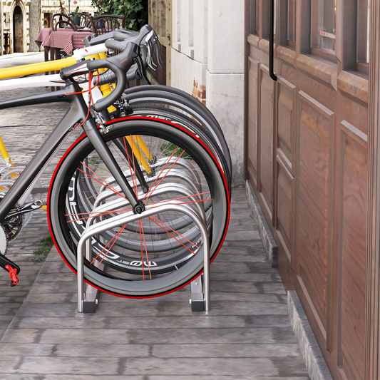 4 Bike Parking Rack Locking Storage Stand Holder Floor Wall Mount HOMCOM
