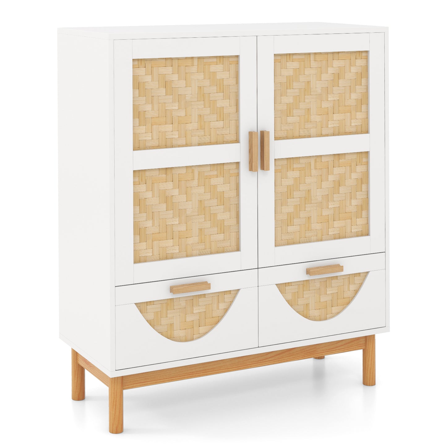 2-Door Sideboard Buffet Cabinet Accent Floor Storage Cabinet-White
