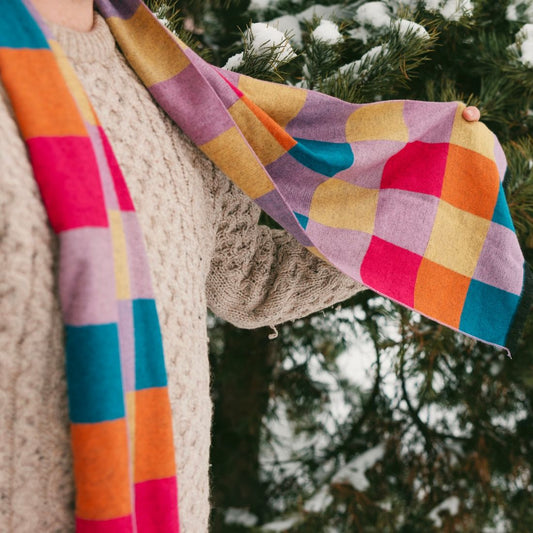 Bright Check Bamboo Scarf
