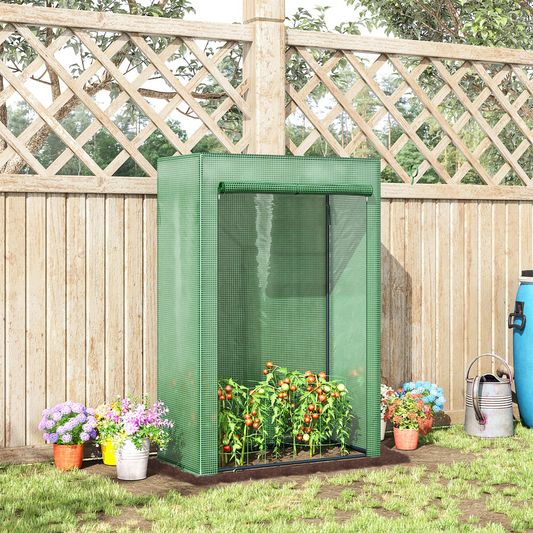 100x50x150cm Greenhouse PE Cover w/ Zipper Roll-up Door Outdoor, Green